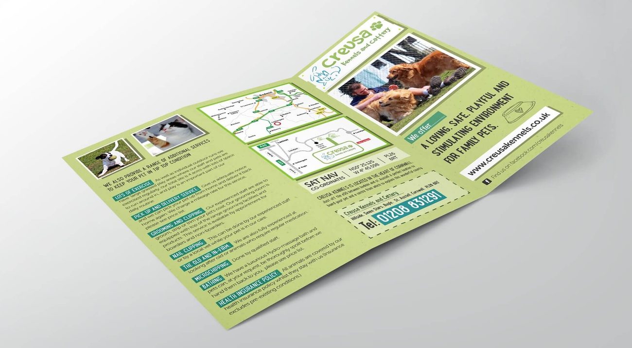 Tri-fold leaflet design and print, Cornwall